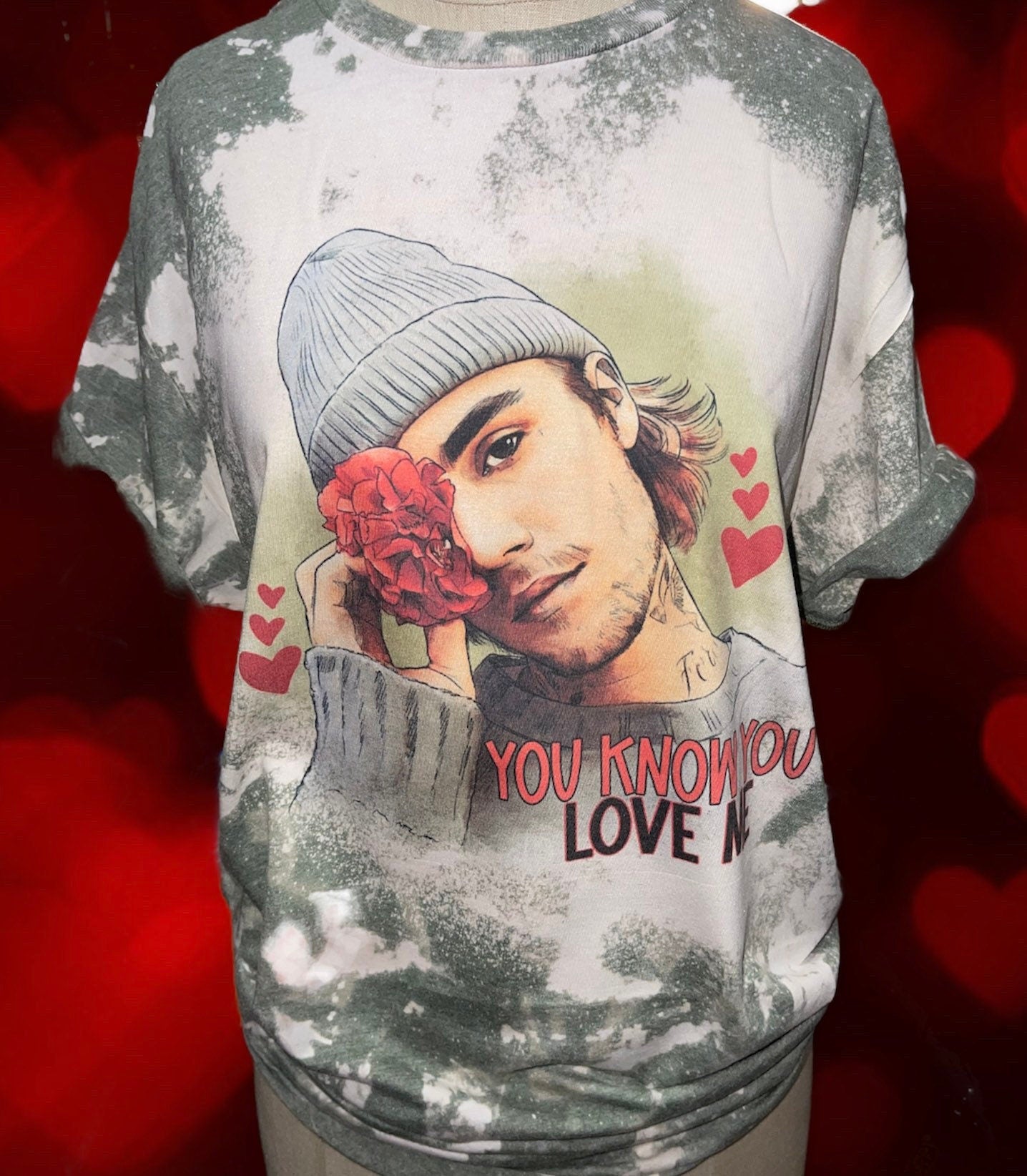 You know you love me bleached Tee-read description