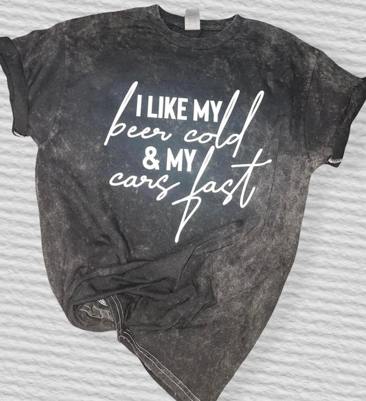 Beer cold, cars fast mineral wash tee
