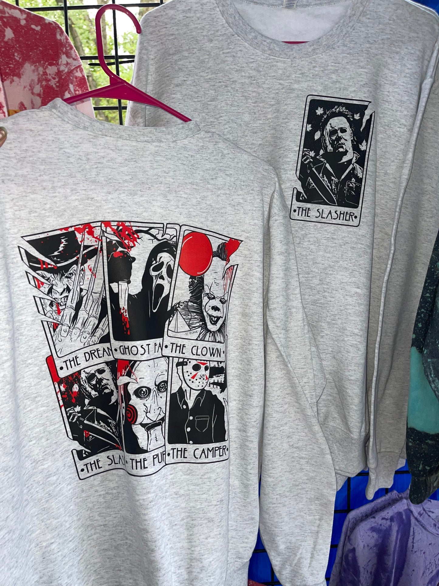 Horror Tarot Card Sweatshirt with Front Pocket Design